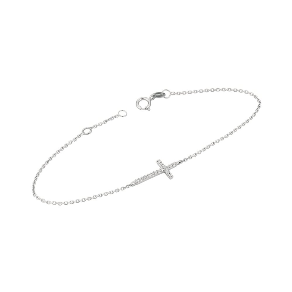 0.08 Carat Natural Diamond Cross Bracelet G SI 14K